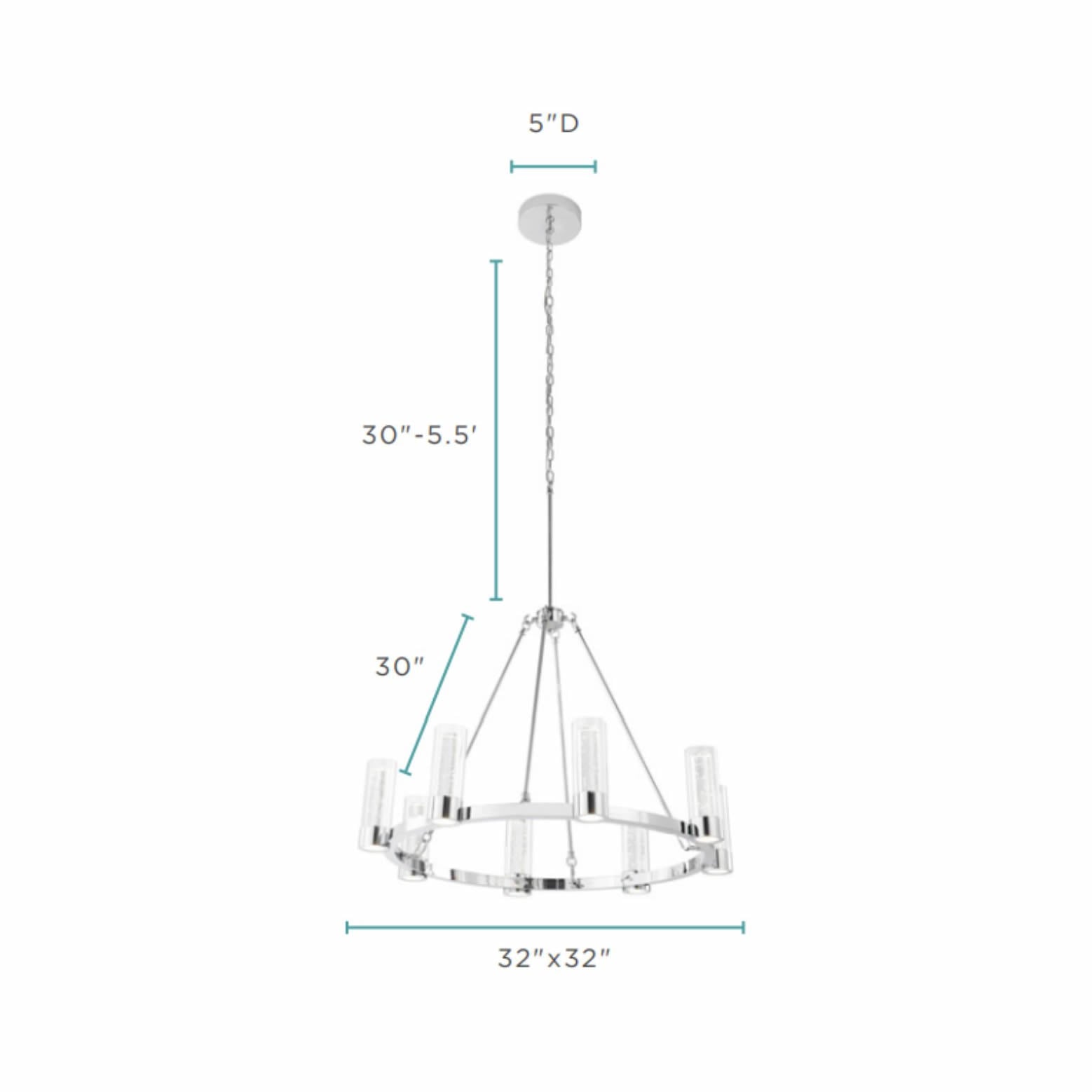 Finesse Decor Victory Chrome Finish 8-Light LED Chandelier