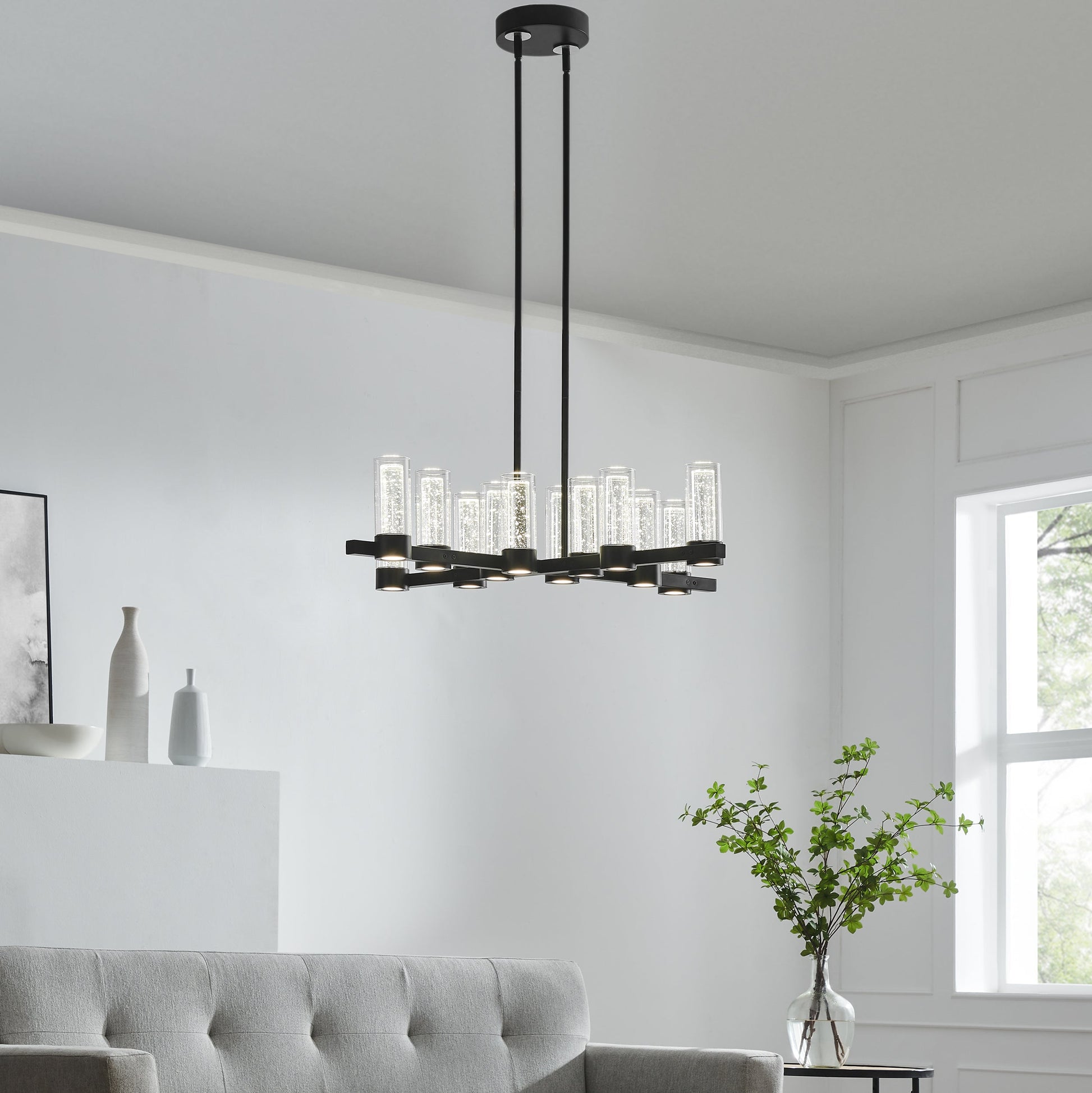 Finesse Decor Victory Matte Black Finish 12-Light LED Chandelier
