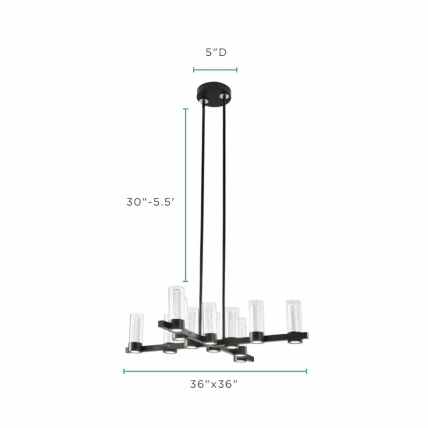 Finesse Decor Victory Matte Black Finish 12-Light LED Chandelier