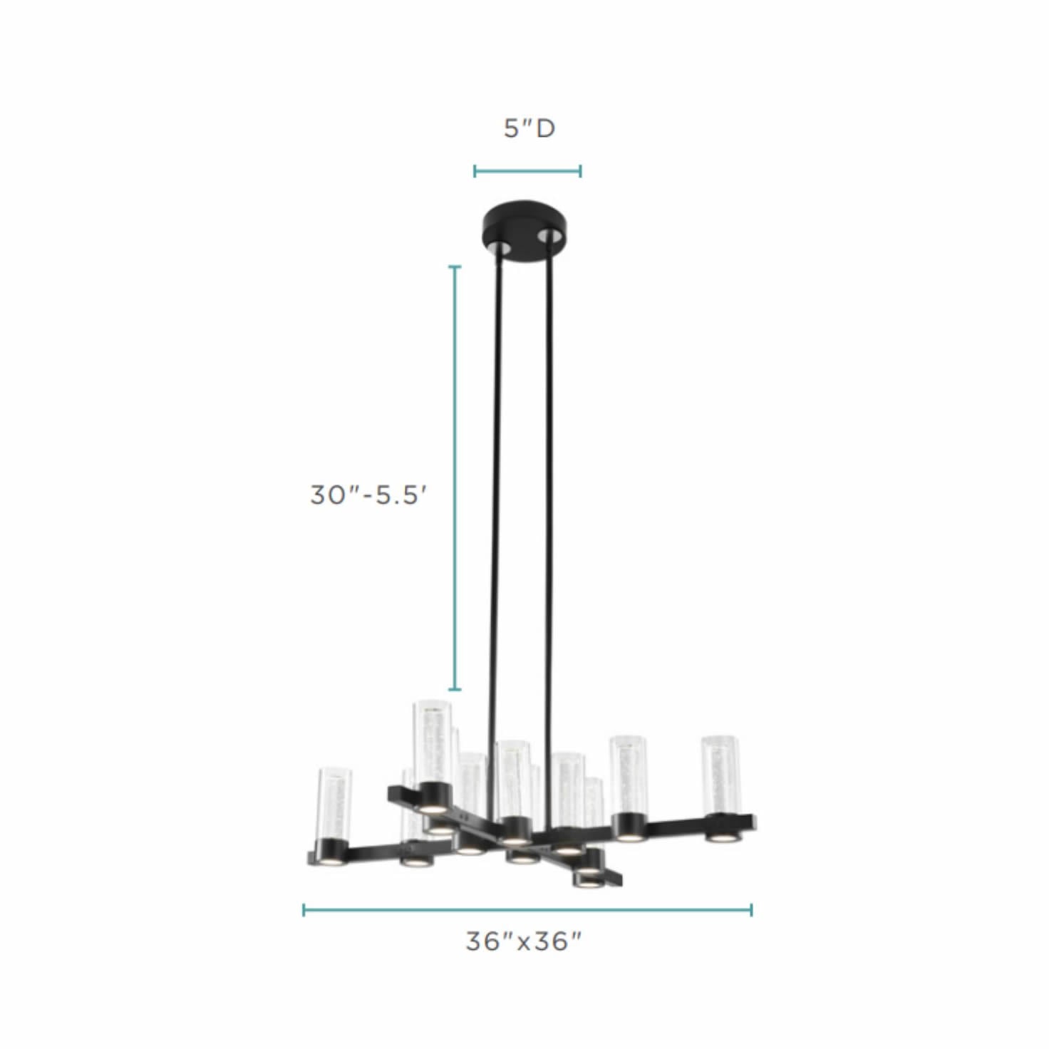 Finesse Decor Victory Matte Black Finish 12-Light LED Chandelier