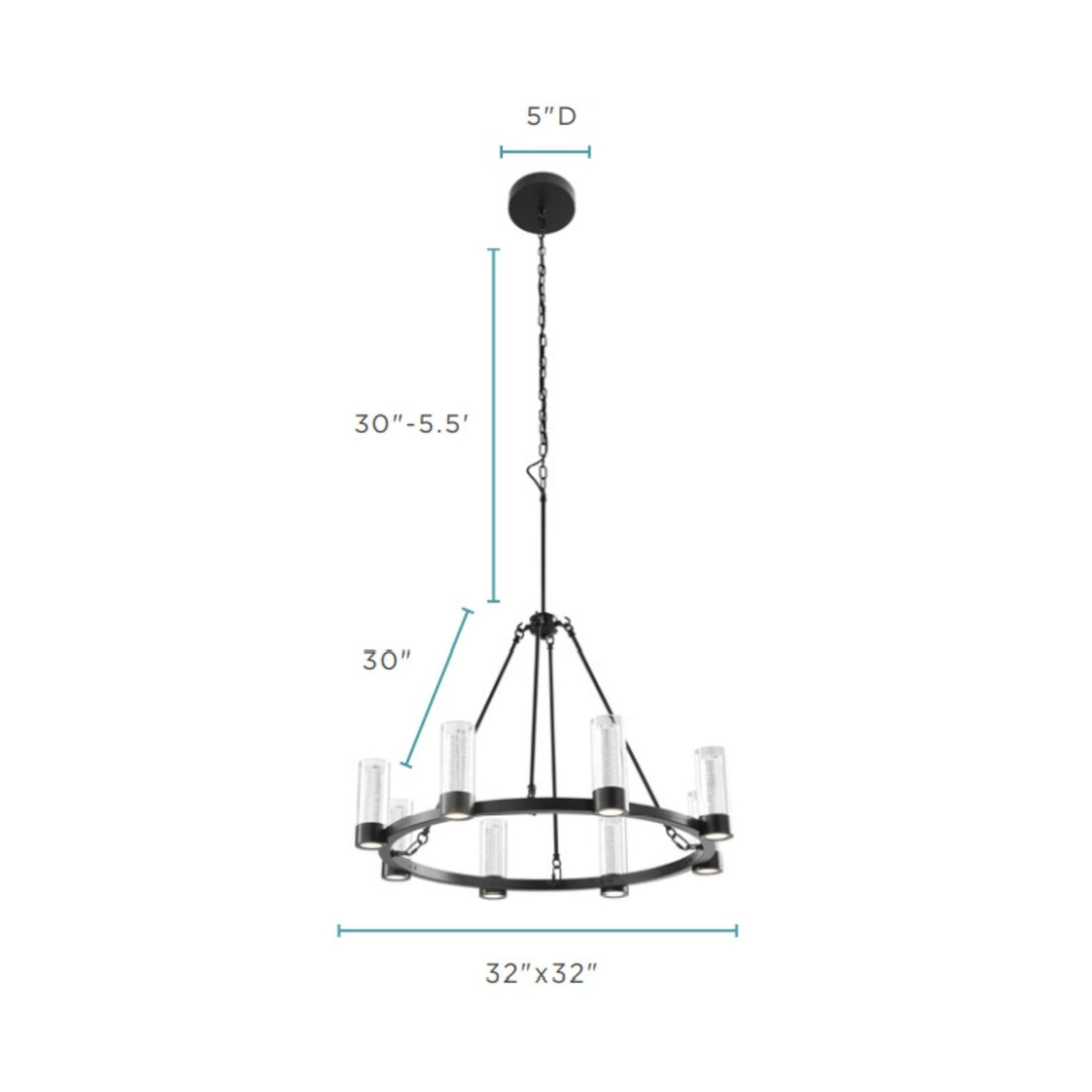 Finesse Decor Victory Matte Black Finish 8-Light LED Chandelier