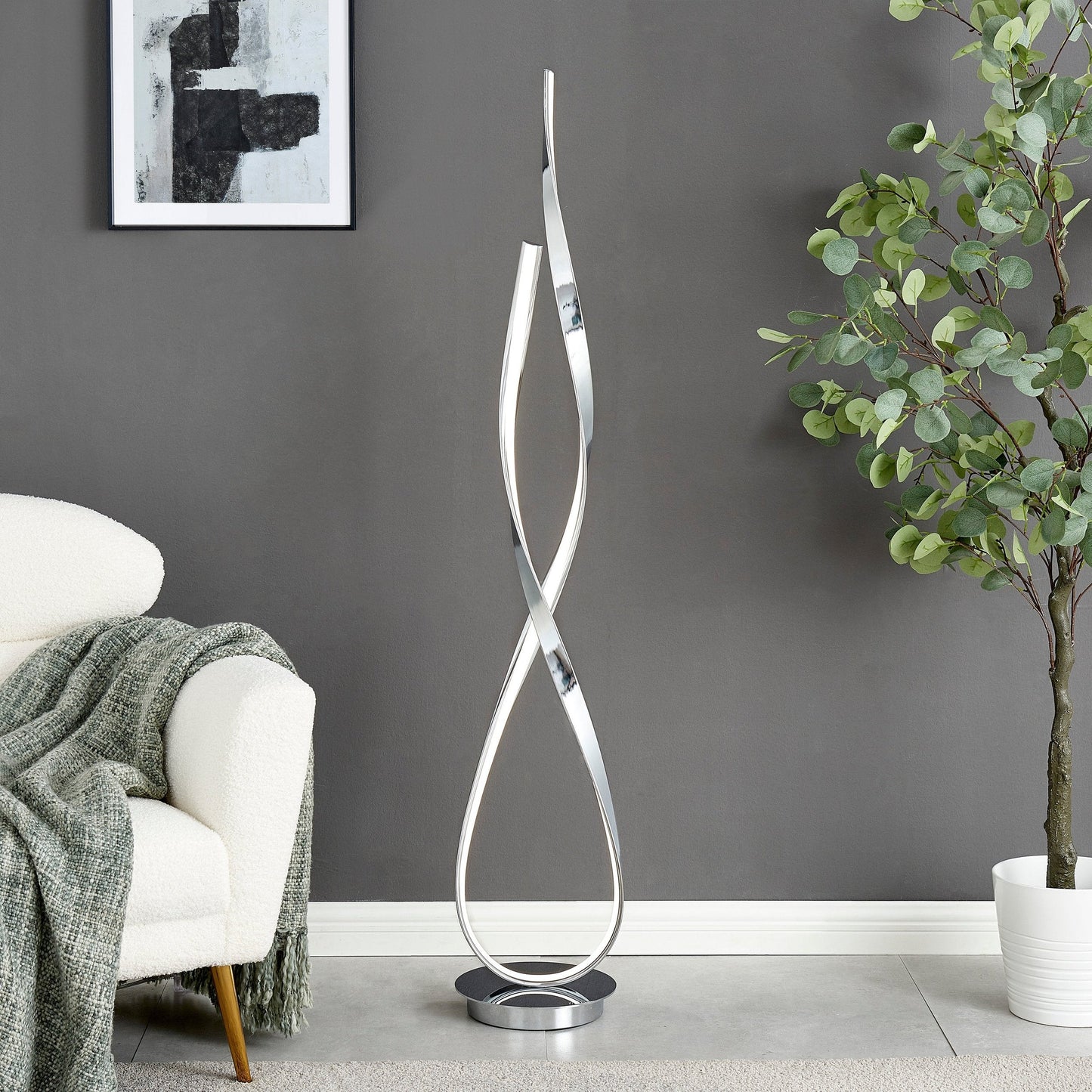 Finesse Decor Vienna 55" Chrome Finish 1-Light LED Floor Lamp