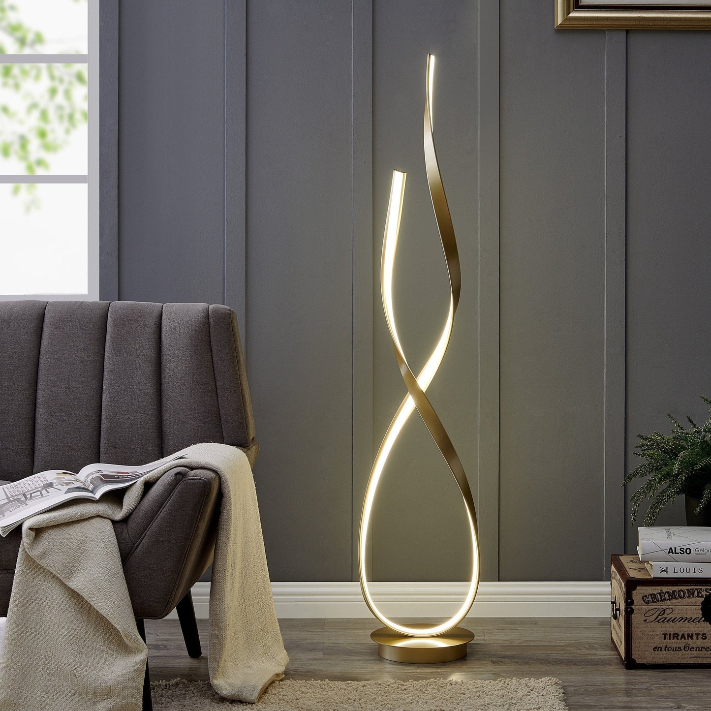 Finesse Decor Vienna 55" Sandy Gold Finish 1-Light LED Floor Lamp