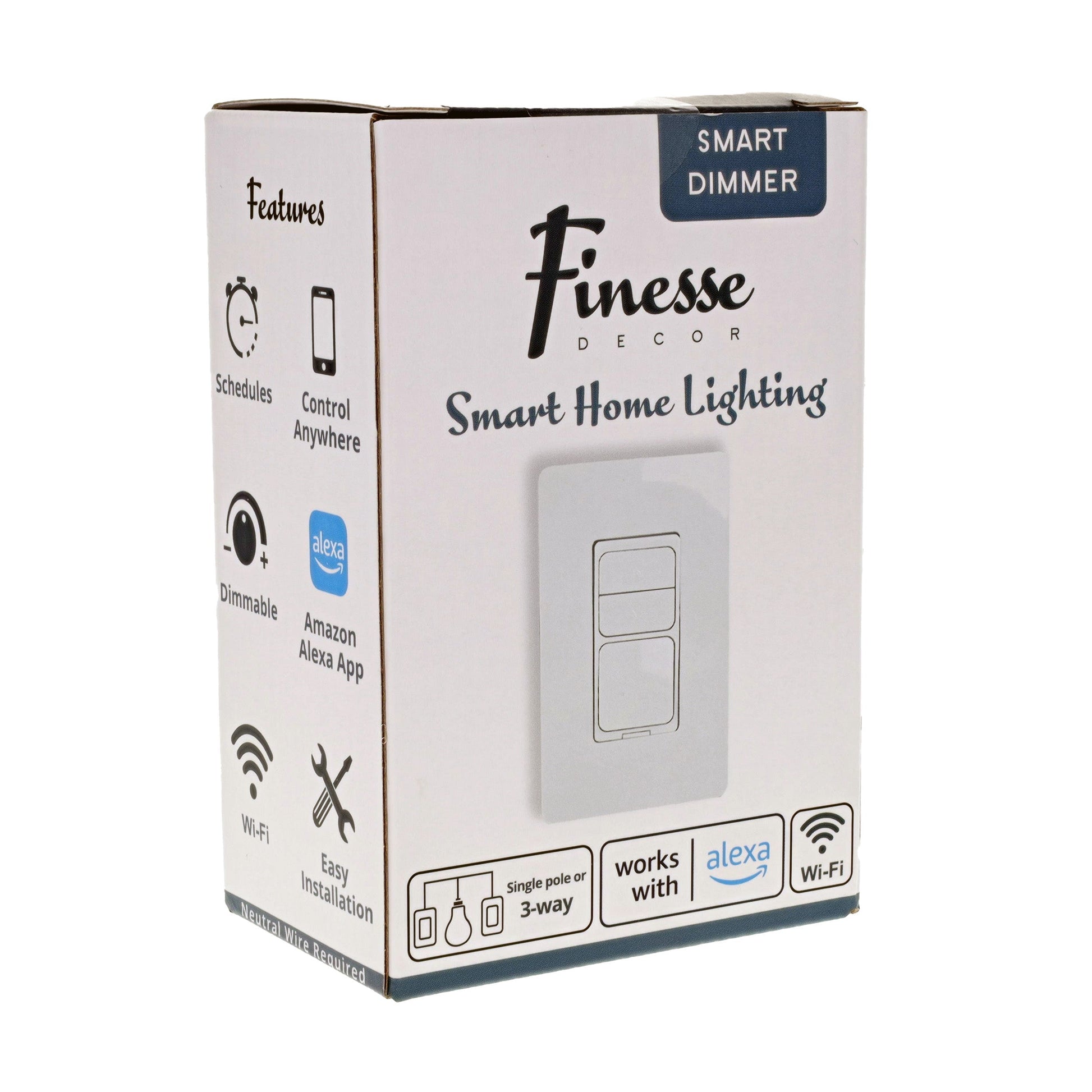 Finesse Decor White Smart Dimmer Wall Mounted Light Switch
