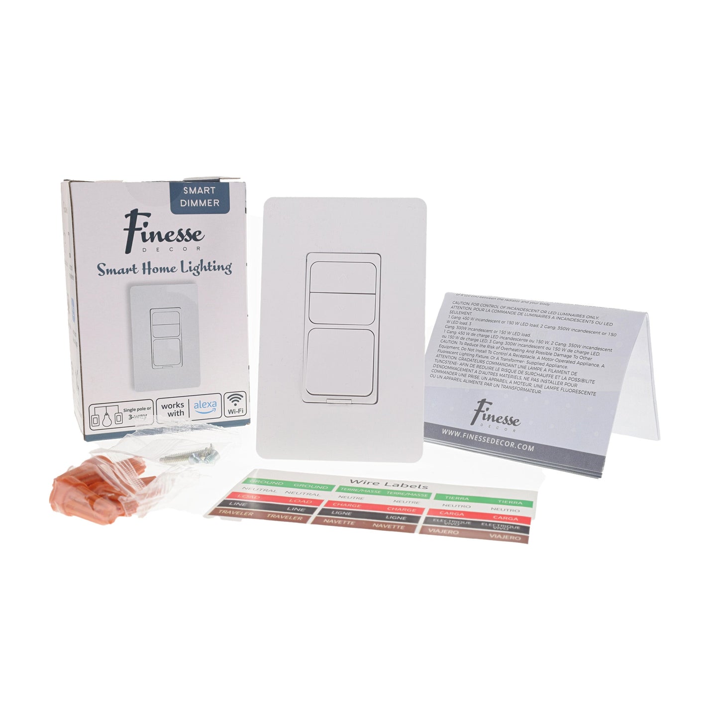 Finesse Decor White Smart Dimmer Wall Mounted Light Switch
