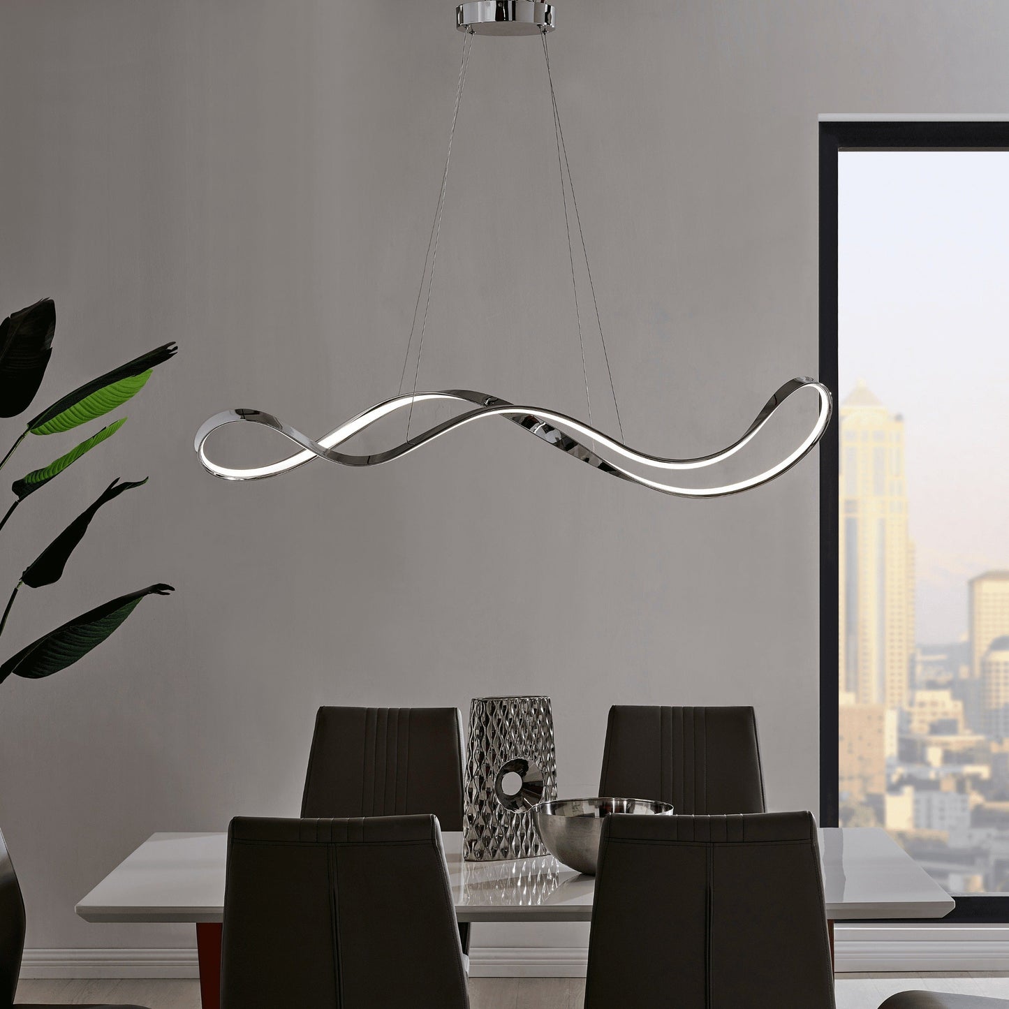 Finesse Decor Xiamen 10" Chrome Finish 1-Light LED Chandelier