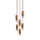 Formaminima Lamp/One 6-Light Golden Satin Matt Solid Brass & Crystal Glass Chandelier
