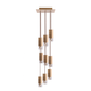 Formaminima Lamp/One 9-Light Satin Golden Matt Solid Brass & Crystal Glass Chandelier