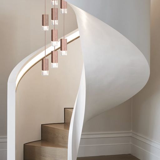 Formaminima Lamp/One 9-Light Solid Canaletto Walnut Wood & Crystal Glass Chandelier