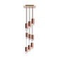 Formaminima Lamp/One 9-Light Solid Canaletto Walnut Wood & Crystal Glass Chandelier