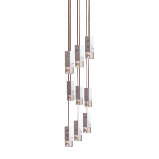 Formaminima Lamp/One 9-Light White Calacatta Marble & Crystal Glass Chandelier