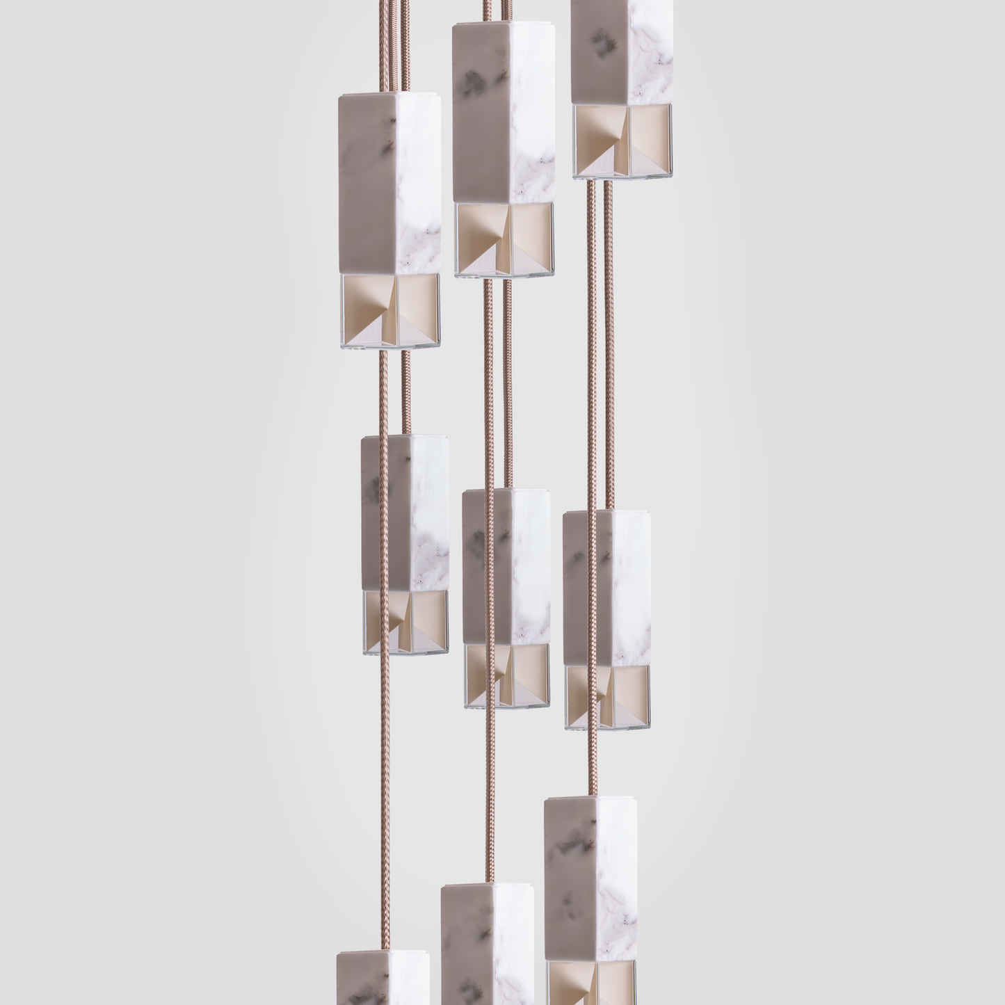 Formaminima Lamp/One 9-Light White Calacatta Marble & Crystal Glass Chandelier