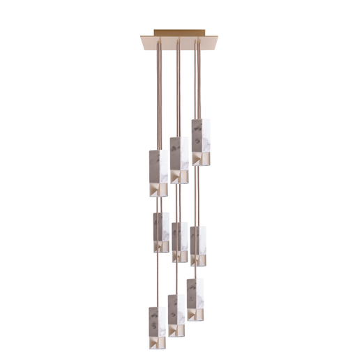 Formaminima Lamp/One 9-Light White Calacatta Marble & Crystal Glass Chandelier