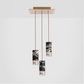 Formaminima Lamp/One Black & Gold Marble & Crystal Glass Trio Chandelier