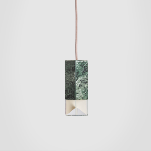 Formaminima Lamp/One Color Edition Red Collemandina Marble, Green Alpes, Royal Pink Yellow & Crystal Glass Chandelier
