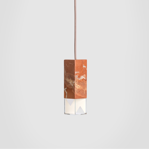 Formaminima Lamp/One Color Edition Red Collemandina Marble, Green Alpes, Royal Pink Yellow & Crystal Glass Chandelier