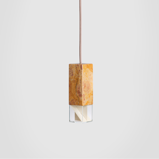 Formaminima Lamp/One Color Edition Red Collemandina Marble, Green Alpes, Royal Pink Yellow & Crystal Glass Chandelier