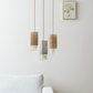 Formaminima Lamp/One Limited Revamp 01 Edition Marble, Burnished Striped Brass, Olive Briarwood & Crystal Glass Trio Chandelier