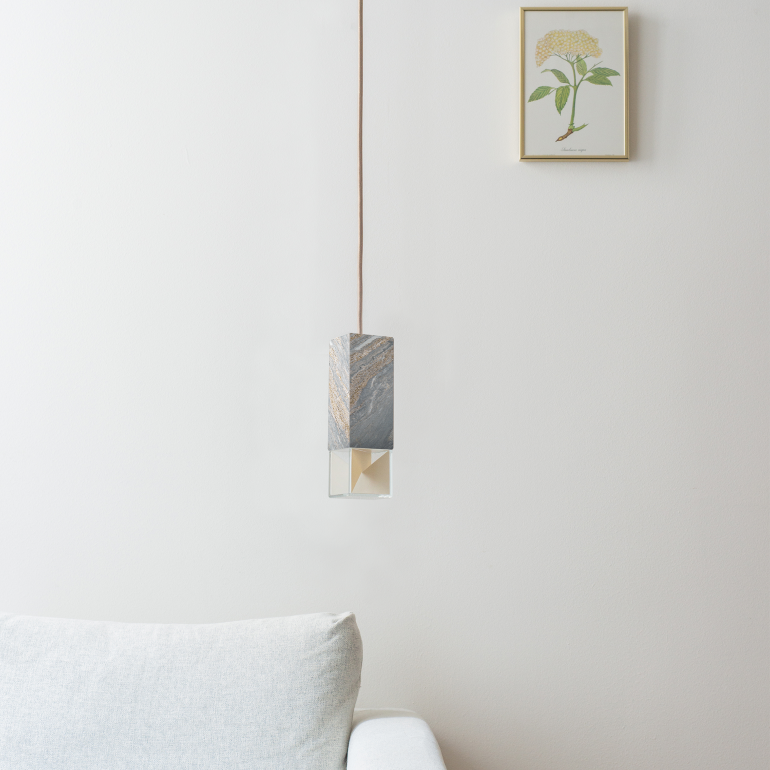 Formaminima Lamp/One Limited Revamp 01 Edition Solid Marble & Crystal Glass Pendant Lamp