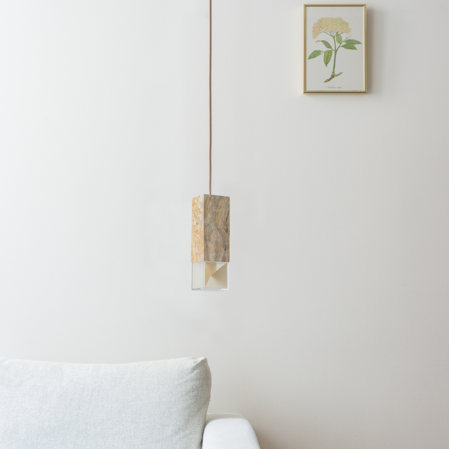 Formaminima Lamp/One Limited Revamp 02 Edition Solid Marble & Crystal Glass Pendant Lamp