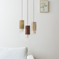 Formaminima Lamp/One Limited Revamp Edition 02 Marble, Burnished Brushed Brass, Walnut Briarwood & Crystal Glass Trio Chandelier