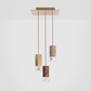 Formaminima Lamp/One Limited Revamp Edition 02 Marble, Burnished Brushed Brass, Walnut Briarwood & Crystal Glass Trio Chandelier
