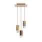 Formaminima Lamp/One Limited Revamp Edition 02 Marble, Burnished Brushed Brass, Walnut Briarwood & Crystal Glass Trio Chandelier