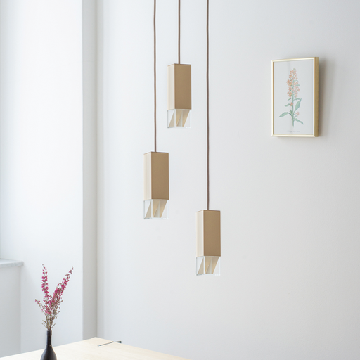 Formaminima Lamp/One Solid Brass & Crystal Glass Trio Chandelier