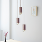 Formaminima Lamp/One Solid Canaletto Walnut Wood & Crystal Glass Trio Chandelier