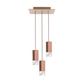 Formaminima Lamp/One Solid Canaletto Walnut Wood & Crystal Glass Trio Chandelier