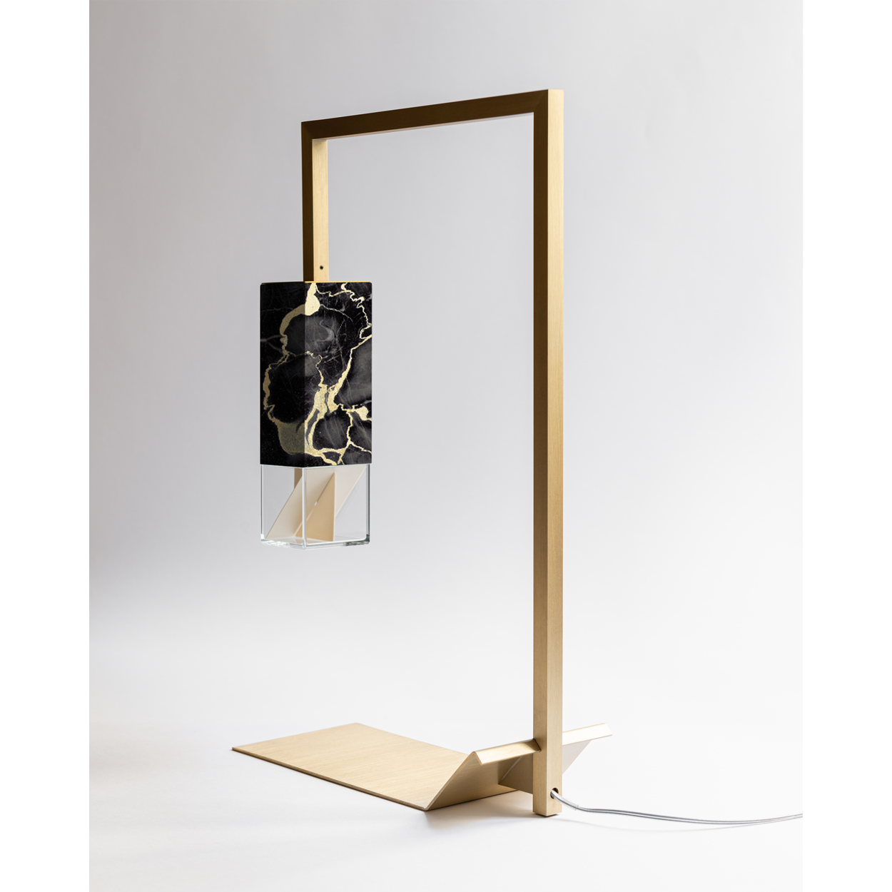 Formaminima Lamp/Two Black & Gold Marble & Crystal Glass Table Lamp