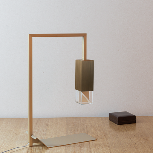 Formaminima Lamp/Two Brass Revamp 01 Edition Burnished Satin Brass & Crystal Glass Table Lamp
