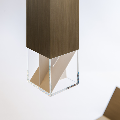 Formaminima Lamp/Two Brass Revamp 01 Edition Burnished Satin Brass & Crystal Glass Table Lamp