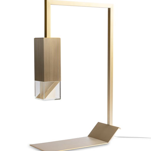 Formaminima Lamp/Two Brass Revamp 01 Edition Burnished Satin Brass & Crystal Glass Table Lamp