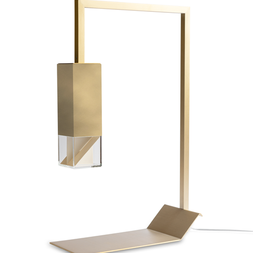 Formaminima Lamp/Two Brass Revamp 02 Edition Brushed Burnished Brass & Crystal Glass Table Lamp