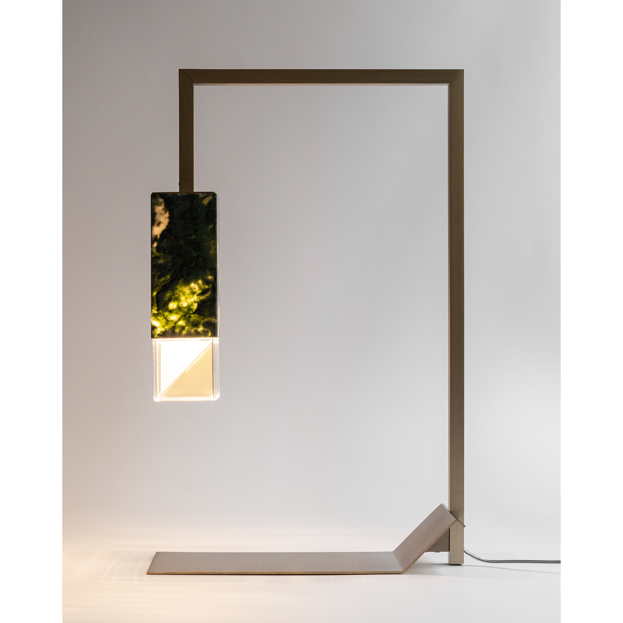 Formaminima Lamp/Two Green Alpes Marble & Crystal Glass Table Lamp
