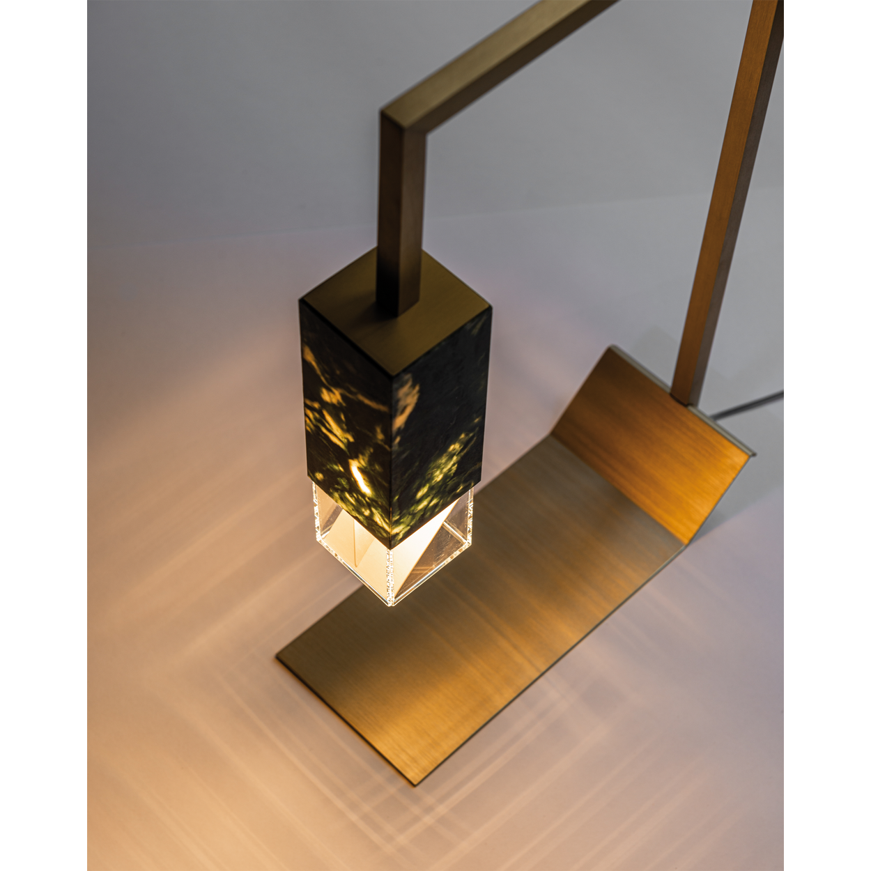 Formaminima Lamp/Two Green Alpes Marble & Crystal Glass Table Lamp