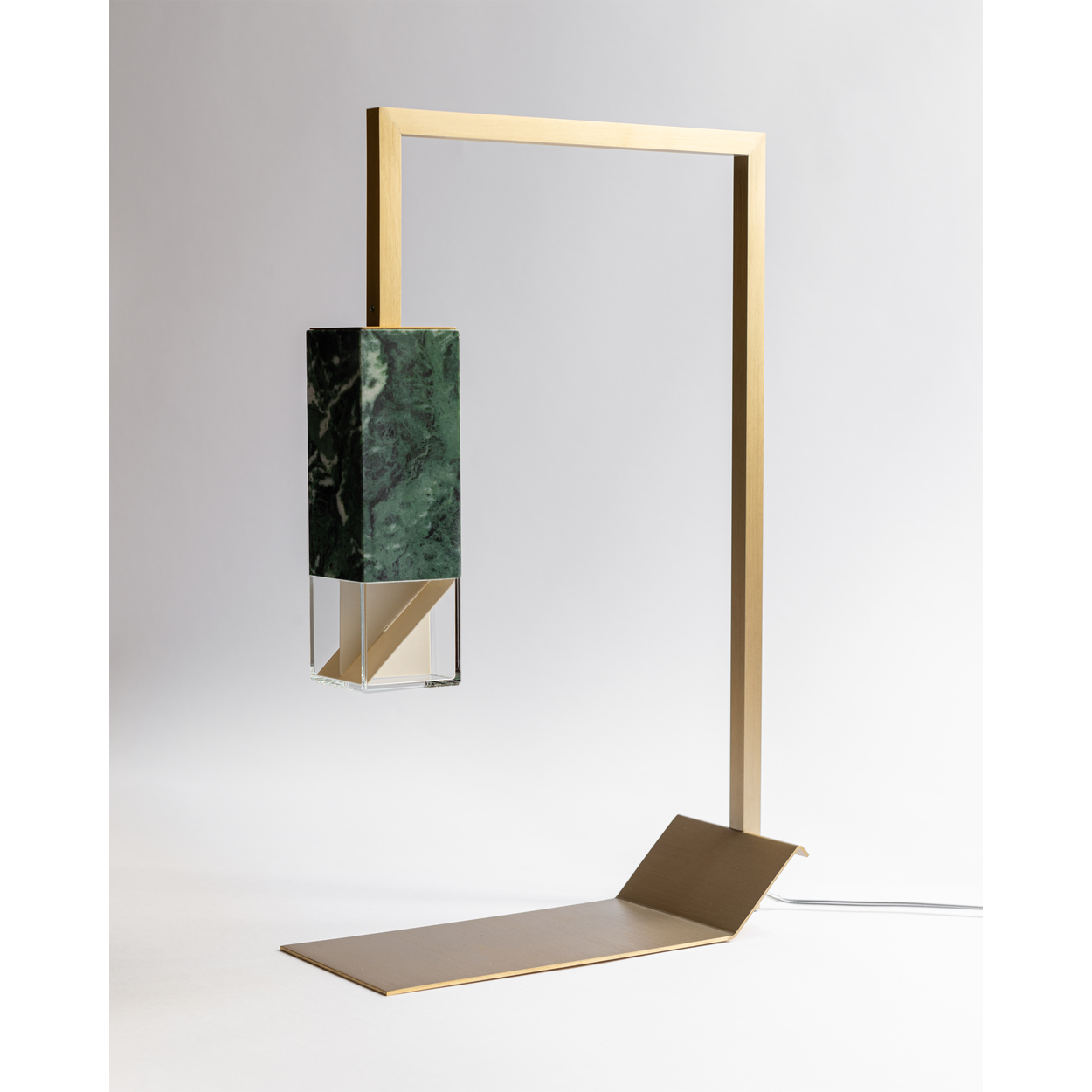 Formaminima Lamp/Two Green Alpes Marble & Crystal Glass Table Lamp