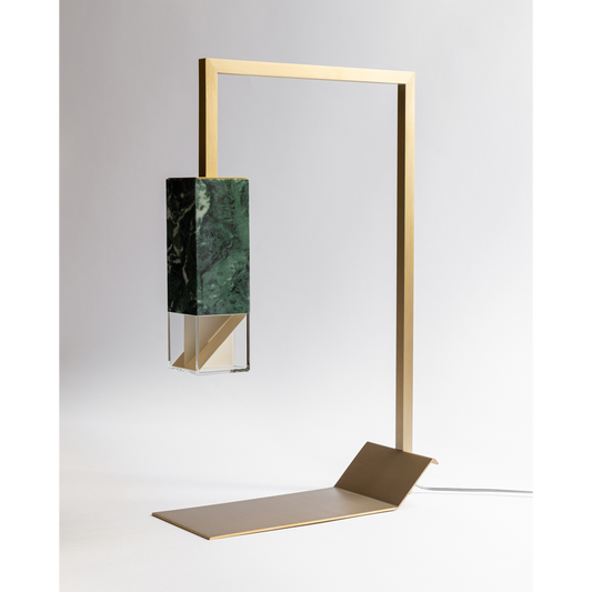 Formaminima Lamp/Two Green Alpes Marble & Crystal Glass Table Lamp