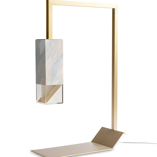 Formaminima Lamp/Two Marble Revamp 01 Edition Handcrafted Italian Marble & Crystal Glass Table Lamp