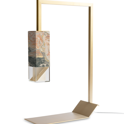 Formaminima Lamp/Two Marble Revamp 02 Edition Palissandro Blu Nuvolato Solid Marble & Crystal Glass Table Lamp