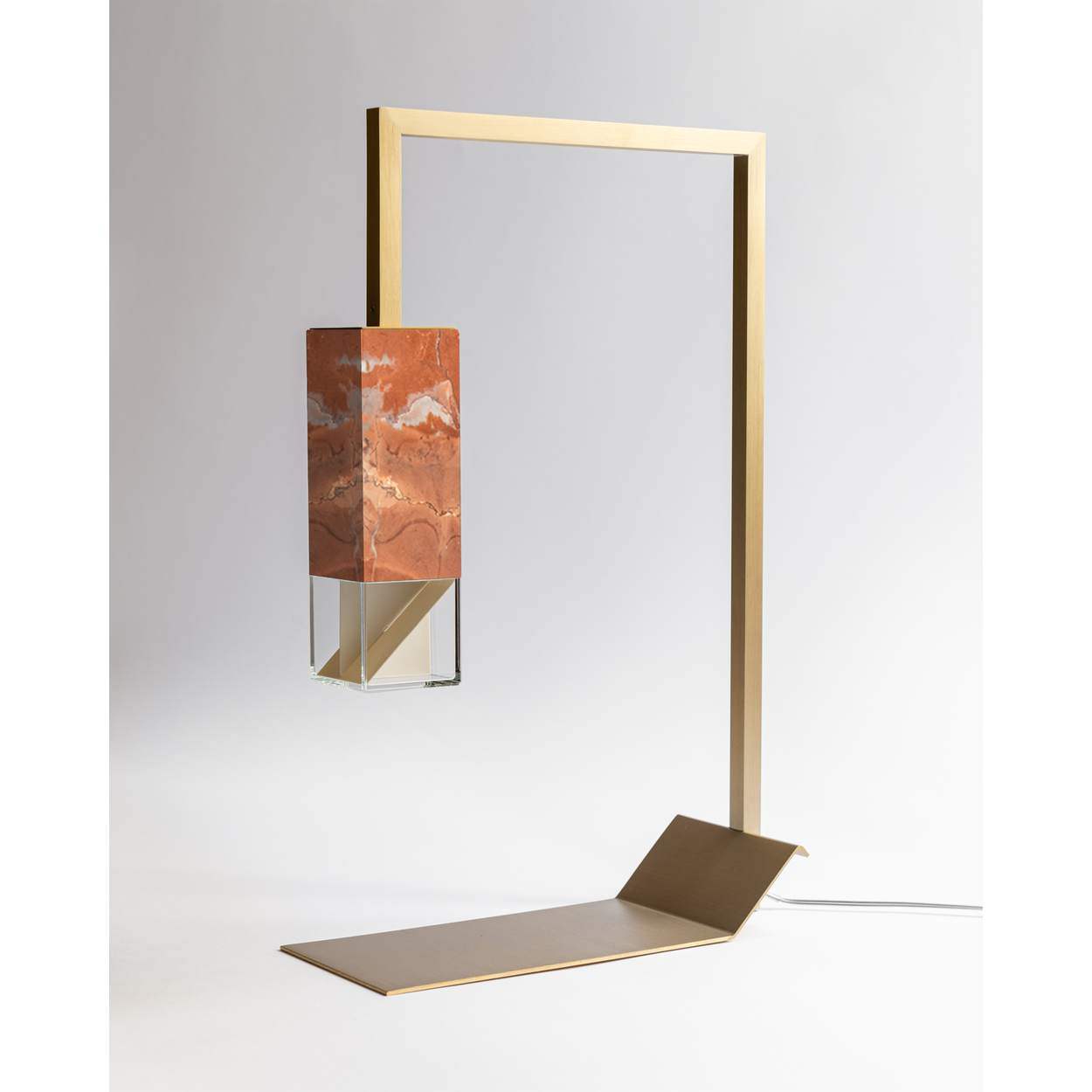 Formaminima Lamp/Two Red Collemandina Marble & Crystal Glass Table Lamp