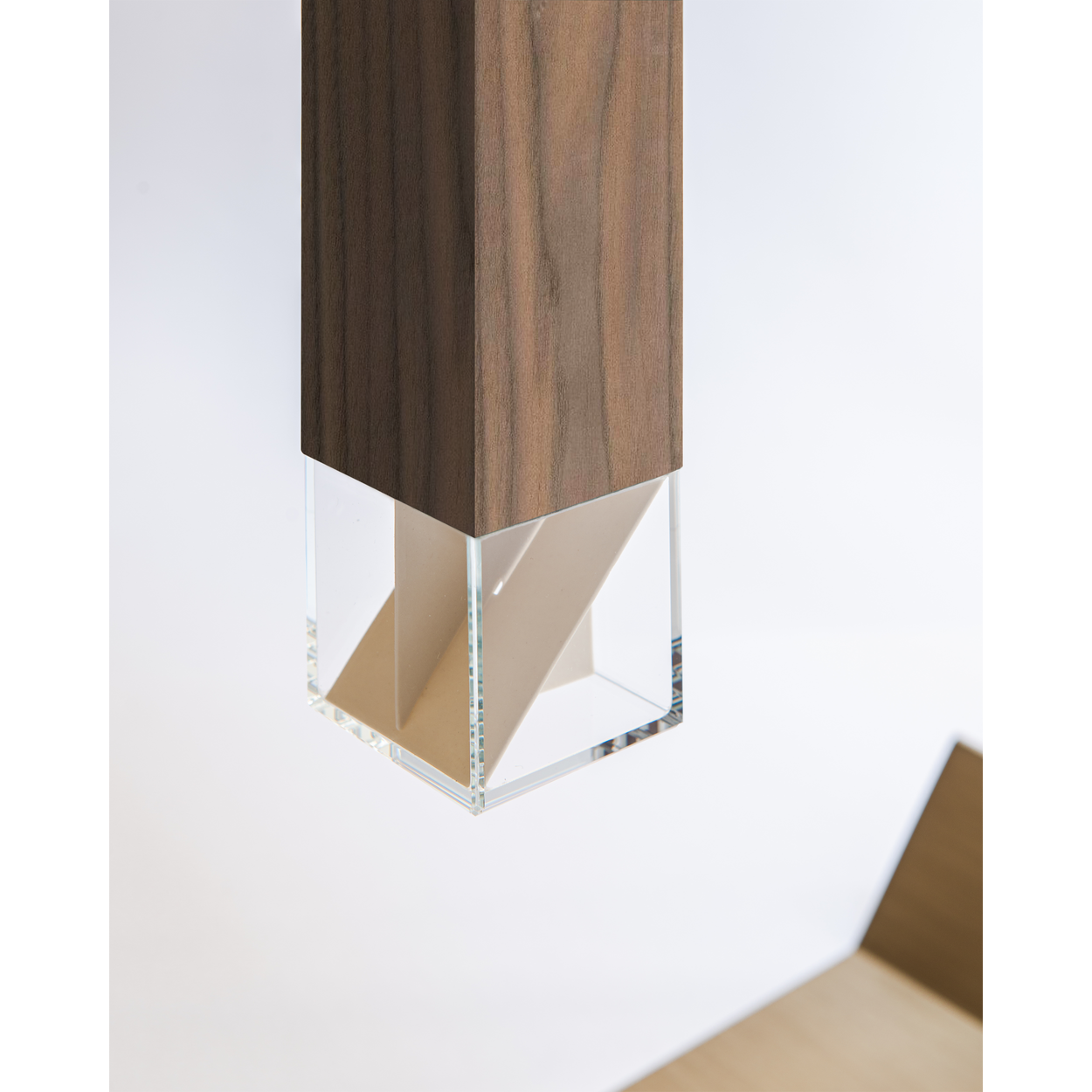 Formaminima Lamp/Two Solid Canaletto Walnut Wood & Crystal Glass Table Lamp