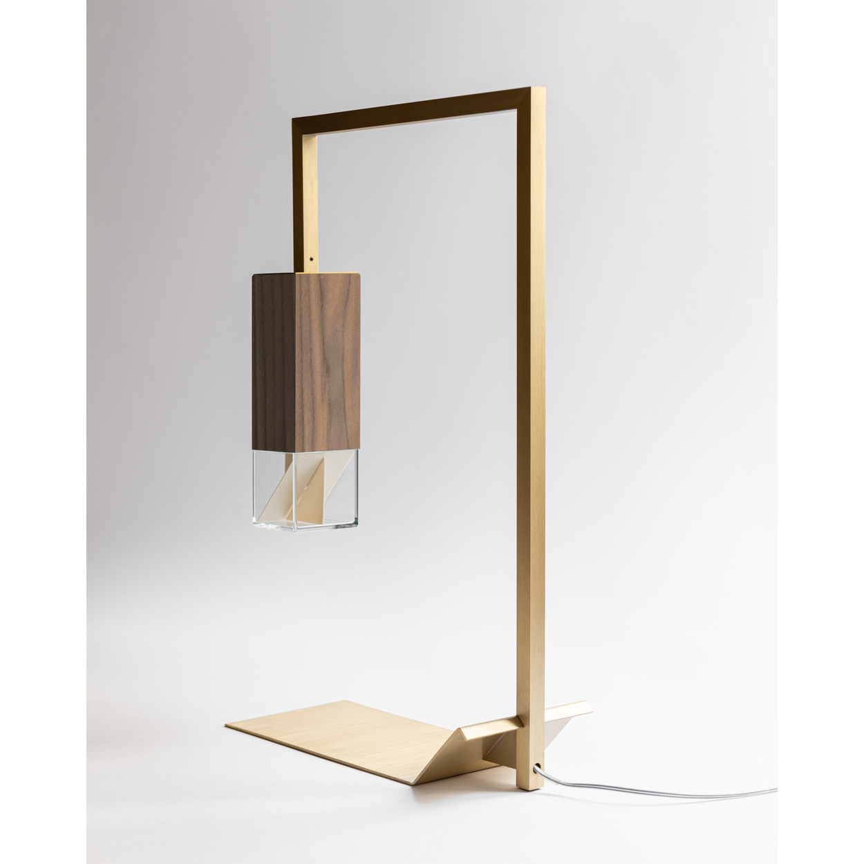 Formaminima Lamp/Two Solid Canaletto Walnut Wood & Crystal Glass Table Lamp