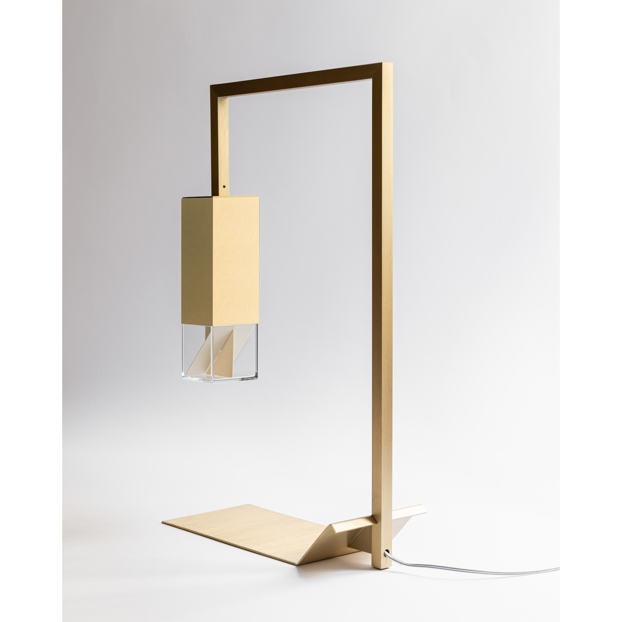 Formaminima Lamp/Two Solid Golden Solid Brass & Crystal Glass Table Lamp