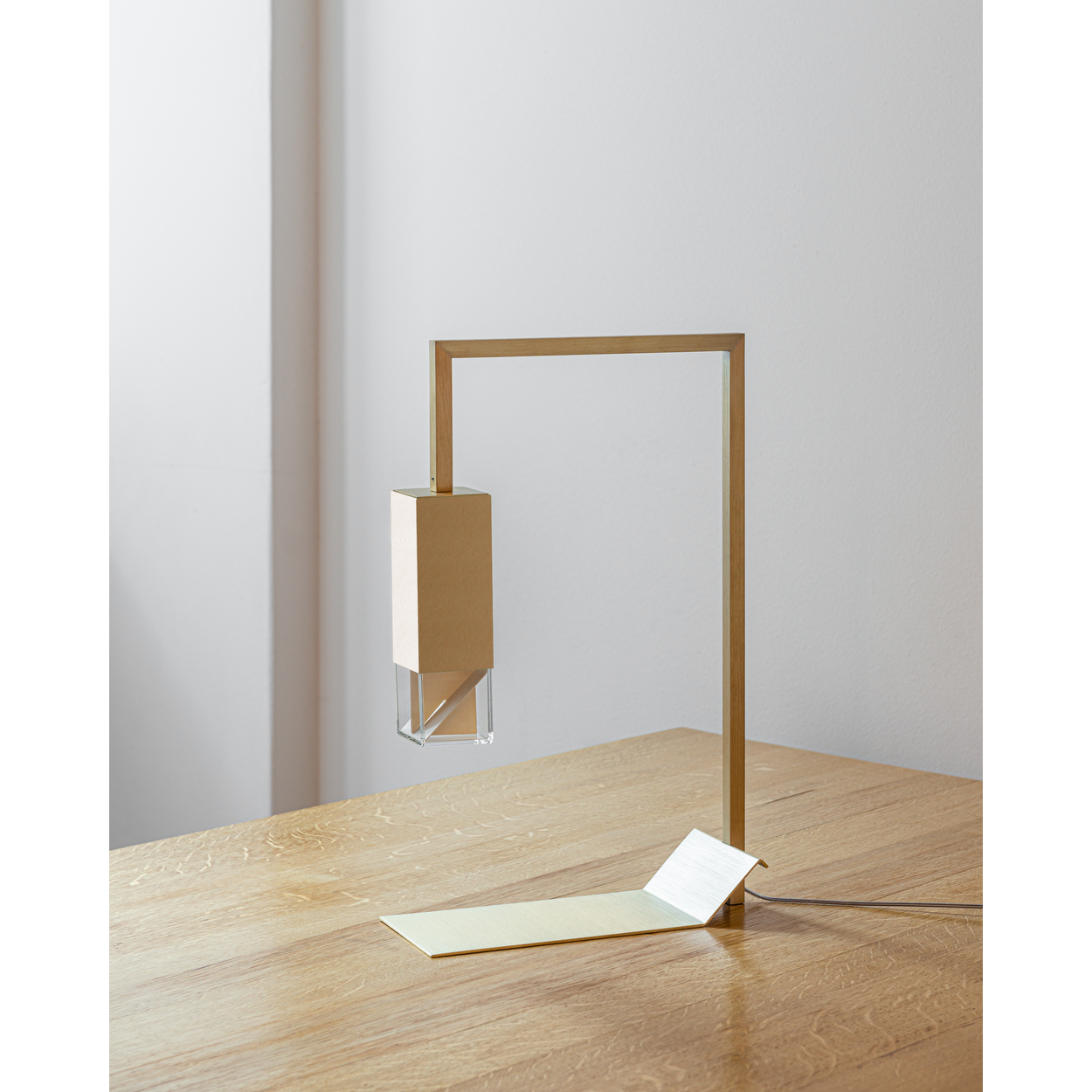 Formaminima Lamp/Two Solid Golden Solid Brass & Crystal Glass Table Lamp