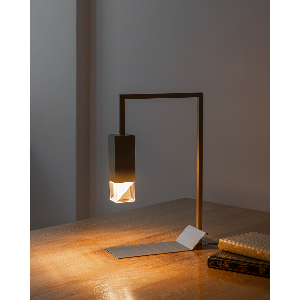 Formaminima Lamp/Two Solid Golden Solid Brass & Crystal Glass Table Lamp