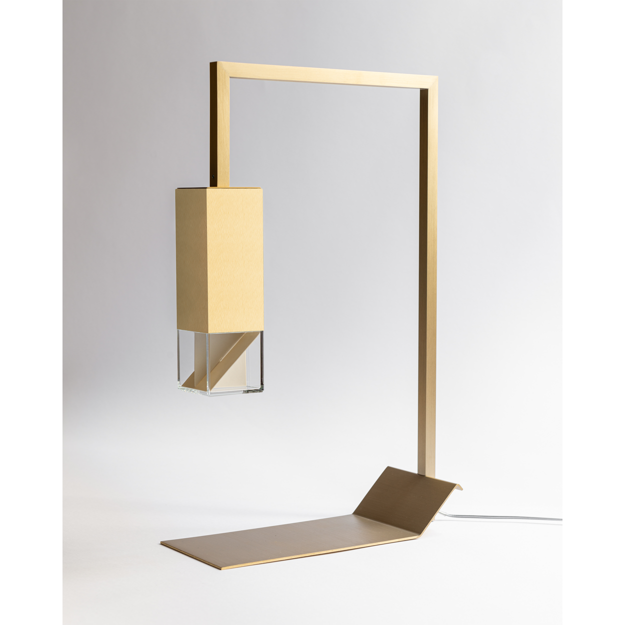 Formaminima Lamp/Two Solid Golden Solid Brass & Crystal Glass Table Lamp
