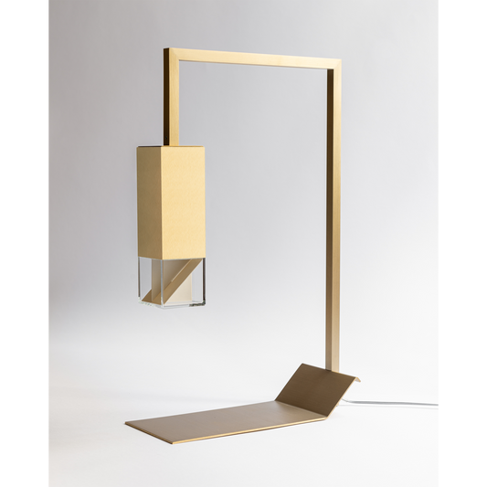 Formaminima Lamp/Two Solid Golden Solid Brass & Crystal Glass Table Lamp