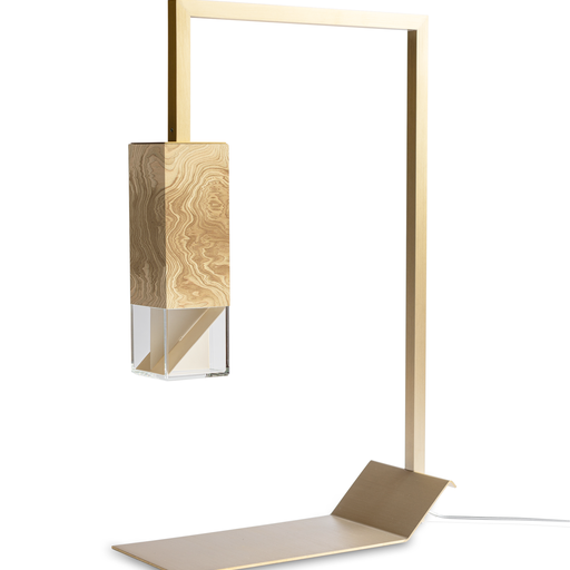 Formaminima Lamp/Two Wood Revamp 01 Edition Olive Briarwood & Crystal Glass Table Lamp